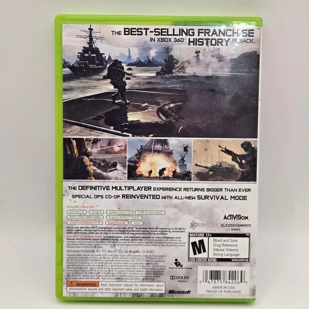 Activision Call of Duty Modern Warfare 3 Xbox 360 Video‎ Game Shooter FPS MW3
